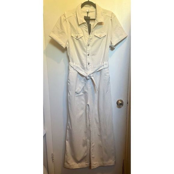 PAIGE Anessa Puff Sleeve Jumpsuit in Quartz Sand NWT size 10 - Picture 5 of 16